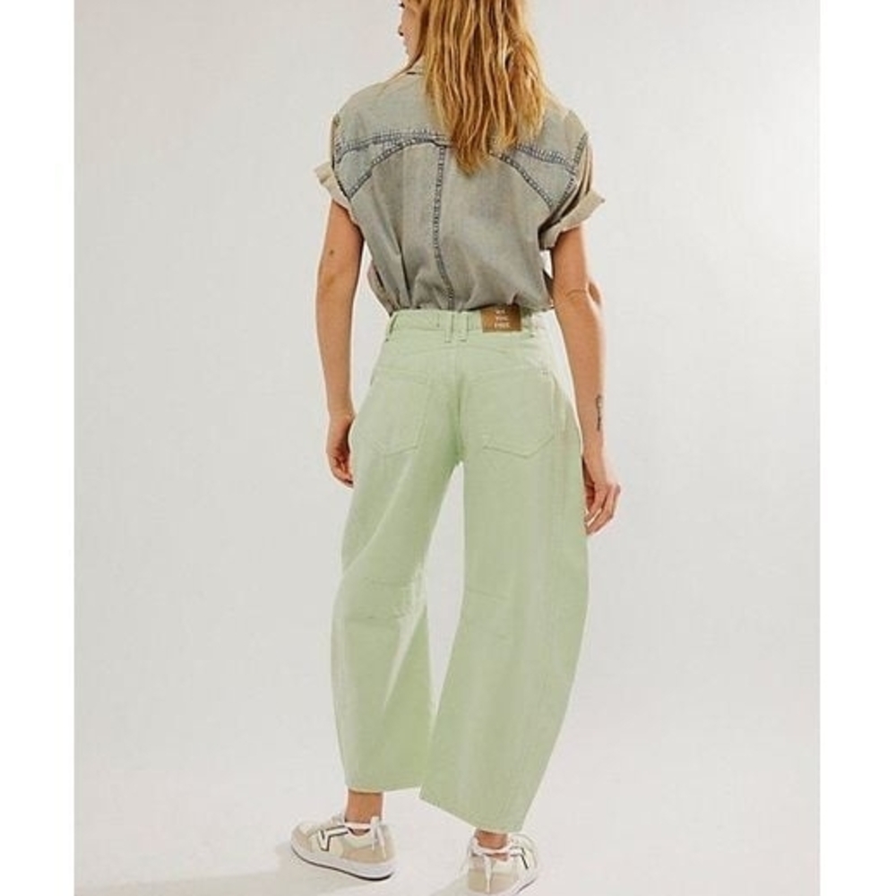 Free People Light Green / Pistachio Barrel Leg Jeans - Picture 4 of 5
